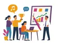 Une équipe célèbre ses succès avec une communication interne originale : trophée, musique, et présentation de graphiques dynamiques.