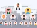 Illustration des différents types d'organigrammes d'entreprises, montrant une hiérarchie avec des employés et des dirigeants.