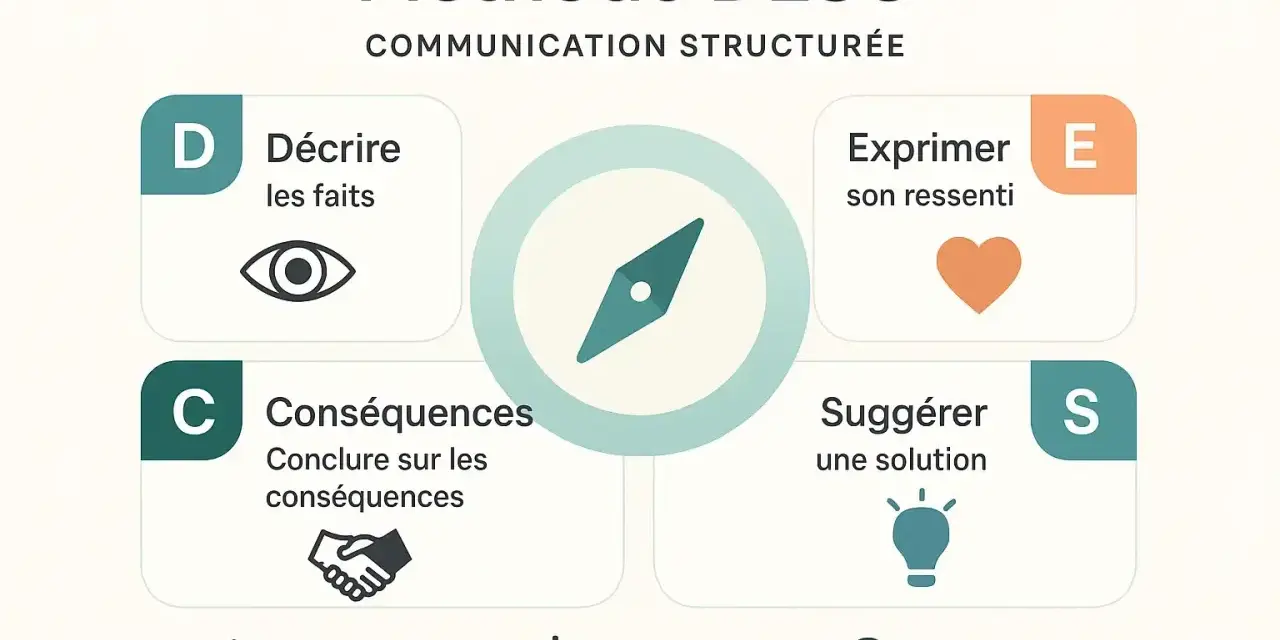 Méthode DESC : Décrire, Exprimer, Suggérer, Conséquences. Un guide pour une communication structurée et une meilleure gestion des relations.
