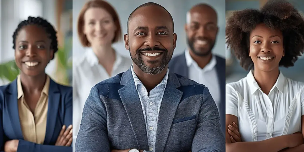 Une équipe diversifiée et souriante, prête à déléguer les tâches pour atteindre le succès.
