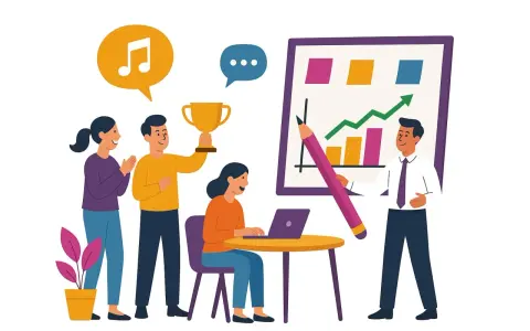 Une équipe célèbre ses succès avec une communication interne originale : trophée, musique, et présentation de graphiques dynamiques.