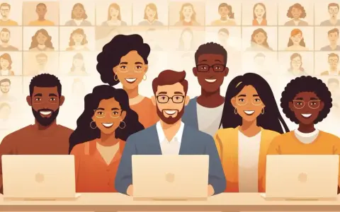 Une équipe diversifiée participe à une réunion virtuelle, illustrant le **team building digital**.