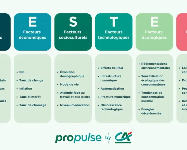 Analyse PESTEL : facteurs politiques, économiques, socioculturels, technologiques, écologiques, légaux. Comment faire un pestel ? Ce schéma aide à comprendre l'environnement d'une entreprise.