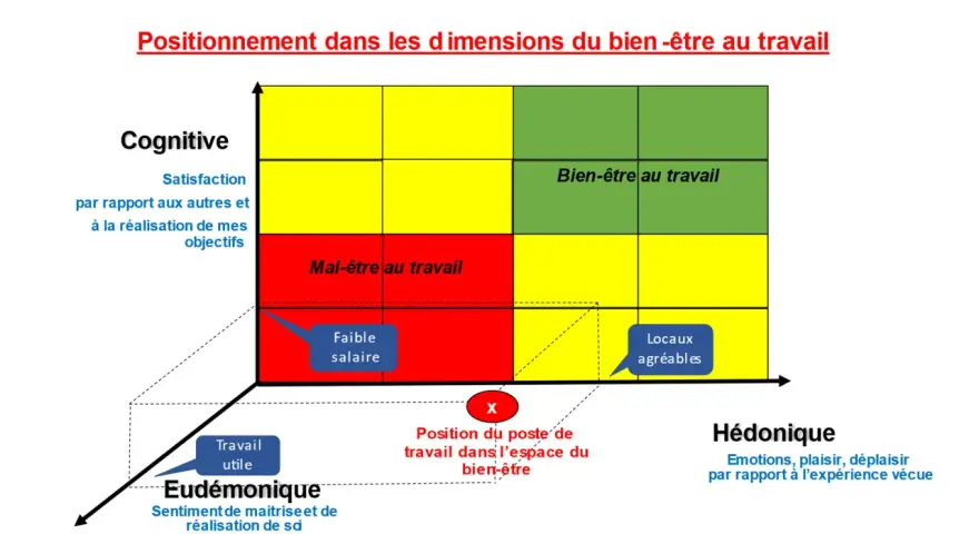 Matrice 3D du bien-être au travail : satisfaction cognitive, eudémonique et hédonique. La solidarité au travail est essentielle pour passer du mal-être au bien-être.